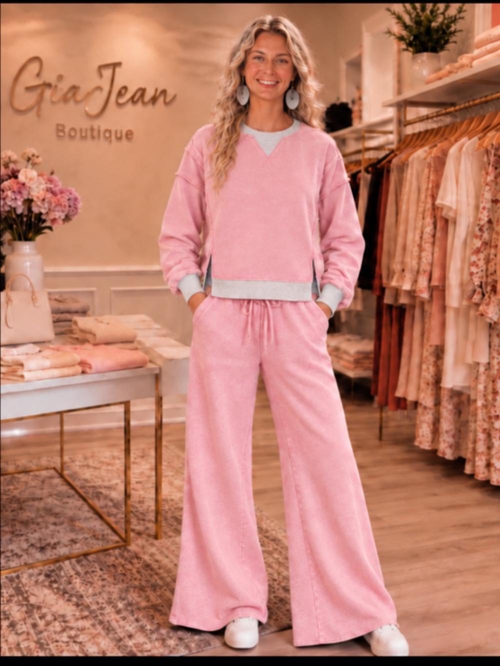 ❤️ ZENANA “ KRISTEN 2 “ ZENANA TWO PIECE ACID WASH SWEAT SUIT COLOR BLOCK SET